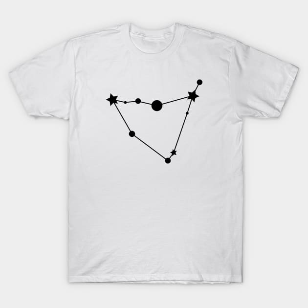 Capricorn Zodiac Constellation in Black T-Shirt by Kelly Gigi